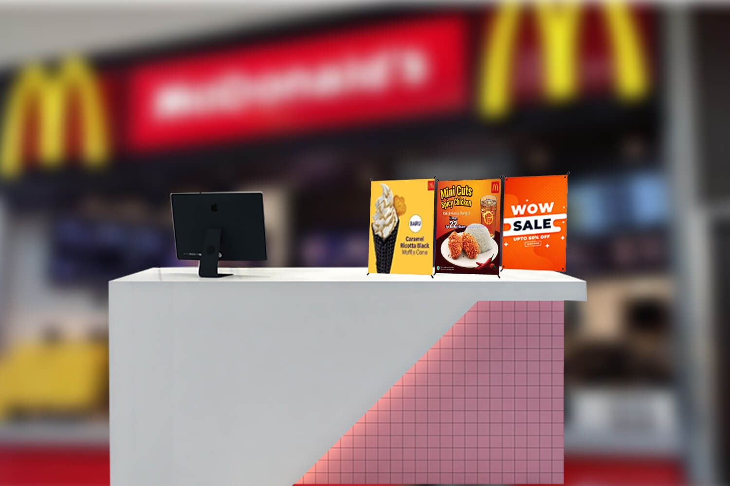 4. Mini X Banner Biasa Ditaruh Di Restoran