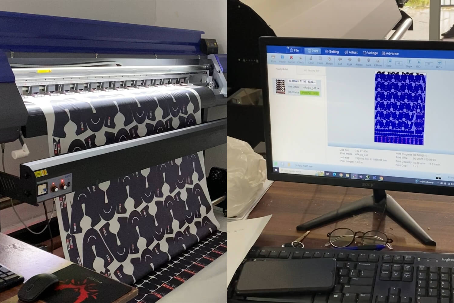 Proses Digital Printing: File Digital Masuk Ke Dalam Printer Dan Hasil Cetakan Keluar.