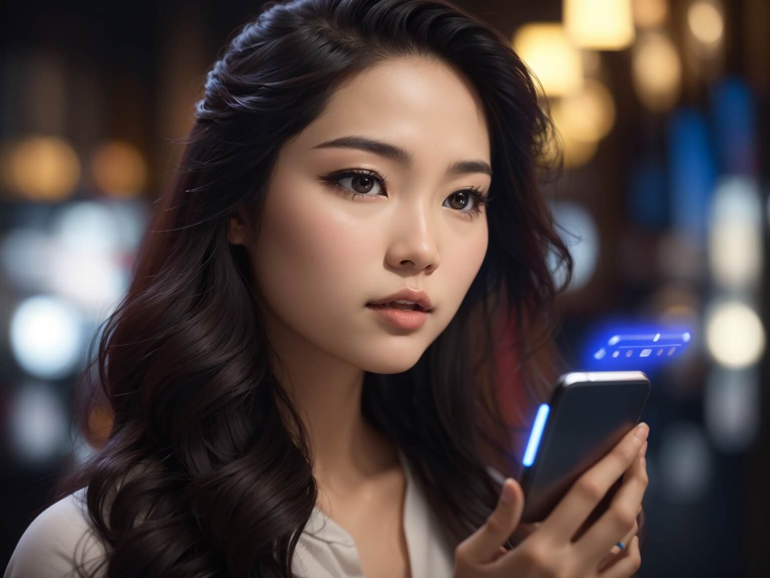 Seseorang Sedang Menggunakan Asisten Suara Di Smartphone Untuk Mencari Sebuah Informasi.