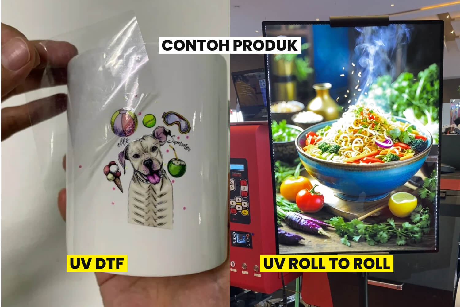 Kolase Contoh Produk Dari Printer Uv Dan Dtf Uv.