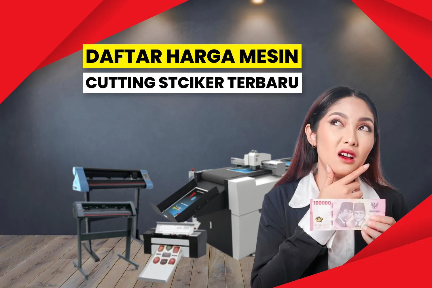 Mesin Potong Stiker Di Bengkel Digital Print.