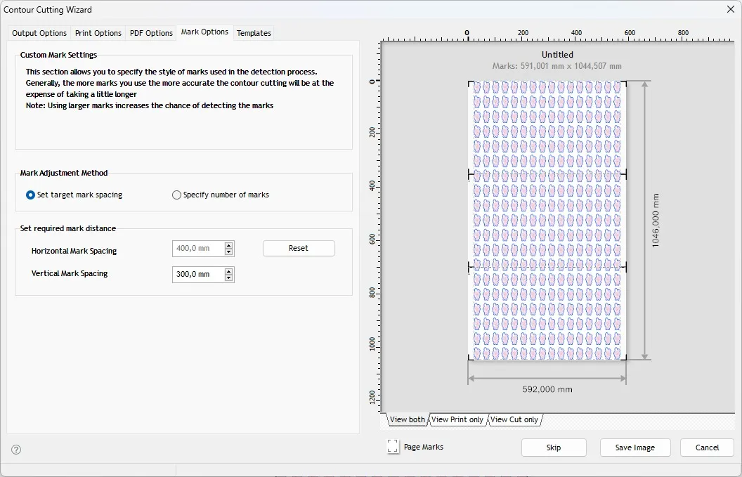 Contoh Ketika Vertikal Mark Setting Diubah