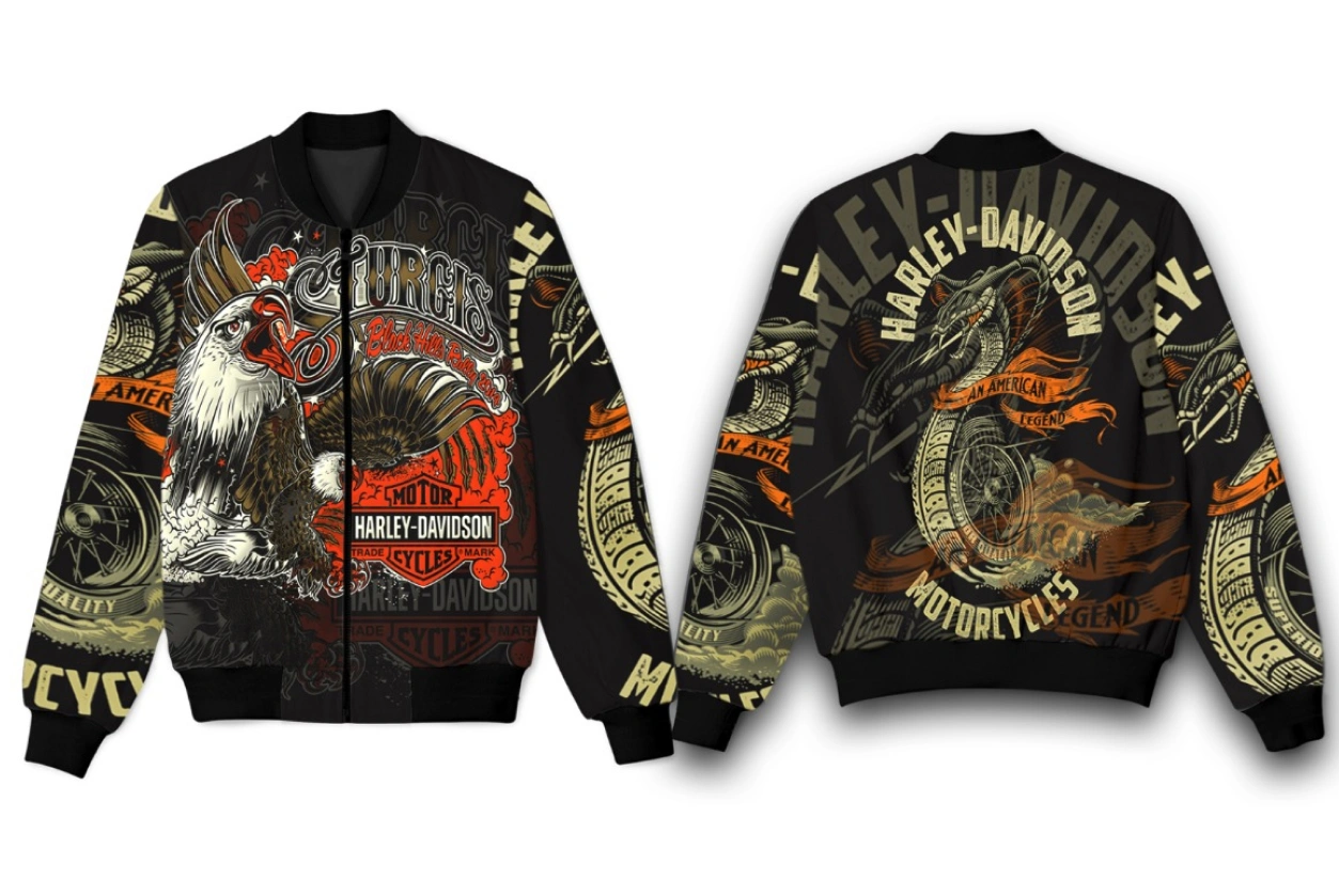 Jaket Bomber Dengan Desain Harley-Davidson, Keren Dan Trendy, Melindungi Dari Cuaca Dingin Dan Panas.