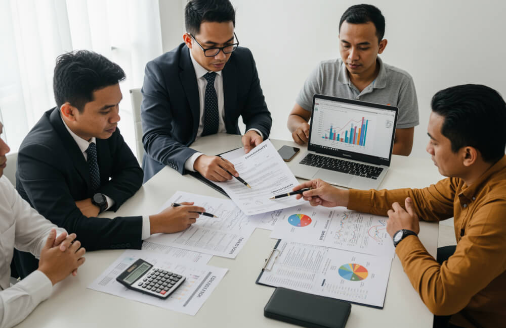 Beberapa Profesional Sedang Aktif Membangun Jaringan Dalam Sebuah Event Bisnis.