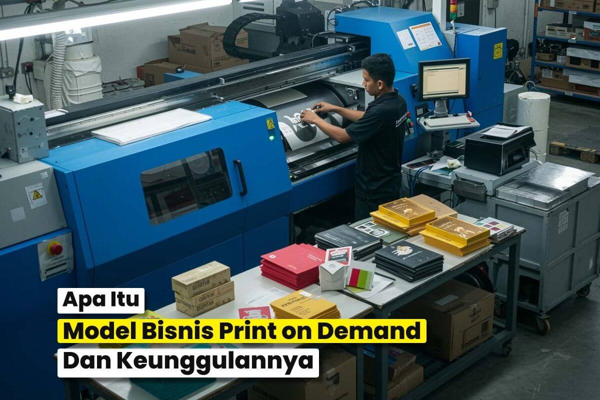 Pebisnis Melakukan Bisnis Print On Demand Pod Untuk Profit Dengan Menggunakan Printer Digital Printing.