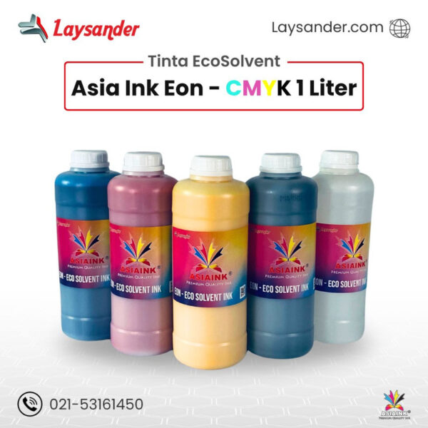 Tinta ecosolvent Asia Ink EON 1 liter varian CMYK untuk hasil cetak terbaik dan tahan lama