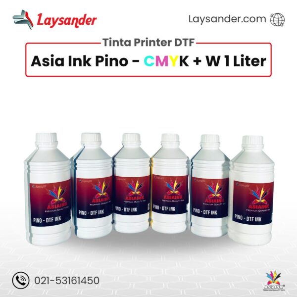 Tinta printer DTF Pino CMYK White 1 liter untuk hasil cetak tajam dan aman digunakan