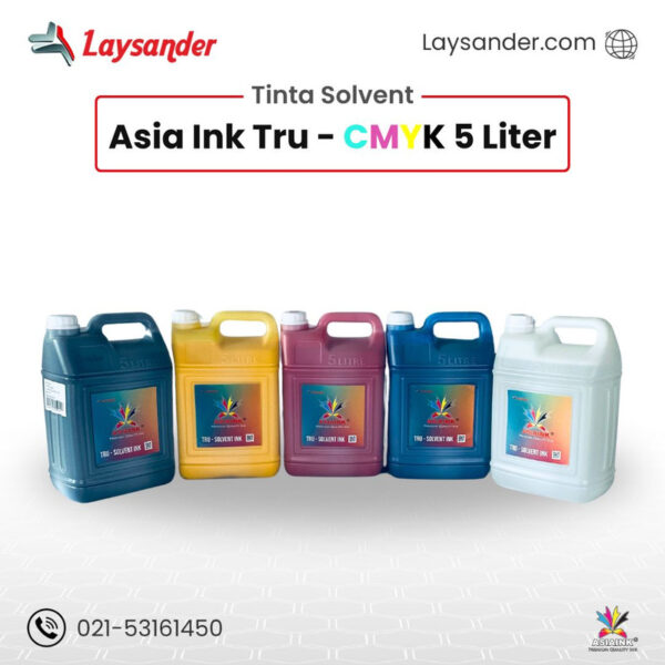 Tinta solvent Asia Ink Tru 5 liter untuk printer outdoor tahan cuaca dan hasil maksimal