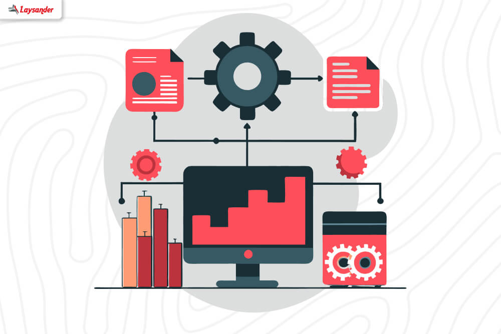 Petugas Gudang Memindai Barcode Pada Rak Inventaris Dengan Latar Belakang Paket Cetakan Siap Kirim.