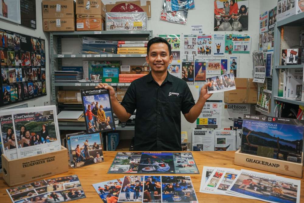 Beberapa Penyedia Jasa Cetak Lenticular Di Indonesia Menampilkan Contoh Produk Seperti Kartu Promosi Dan Kemasan Dengan Efek 3D Dan Flip.