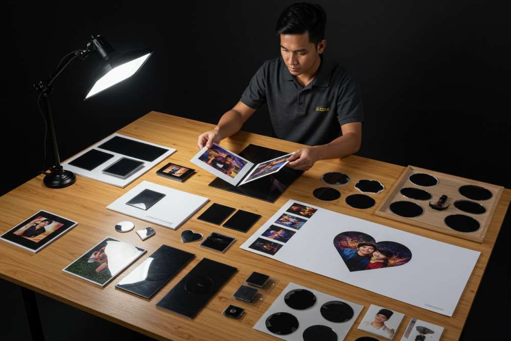 Contoh Berbagai Ukuran, Ketebalan Lensa, Dan Material Cetak Lenticular Yang Dapat Disesuaikan Untuk Kebutuhan Promosi Dan Kemasan.
