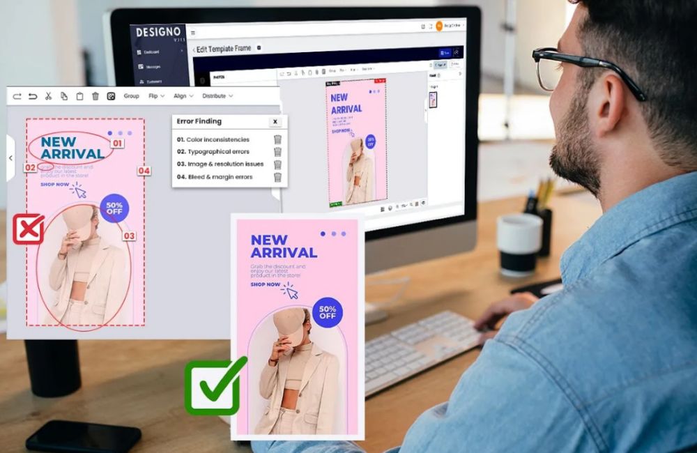 Ilustrasi Software Preflight Memeriksa Resolusi, Warna, Font, Dan Elemen Teknis File Cetak.