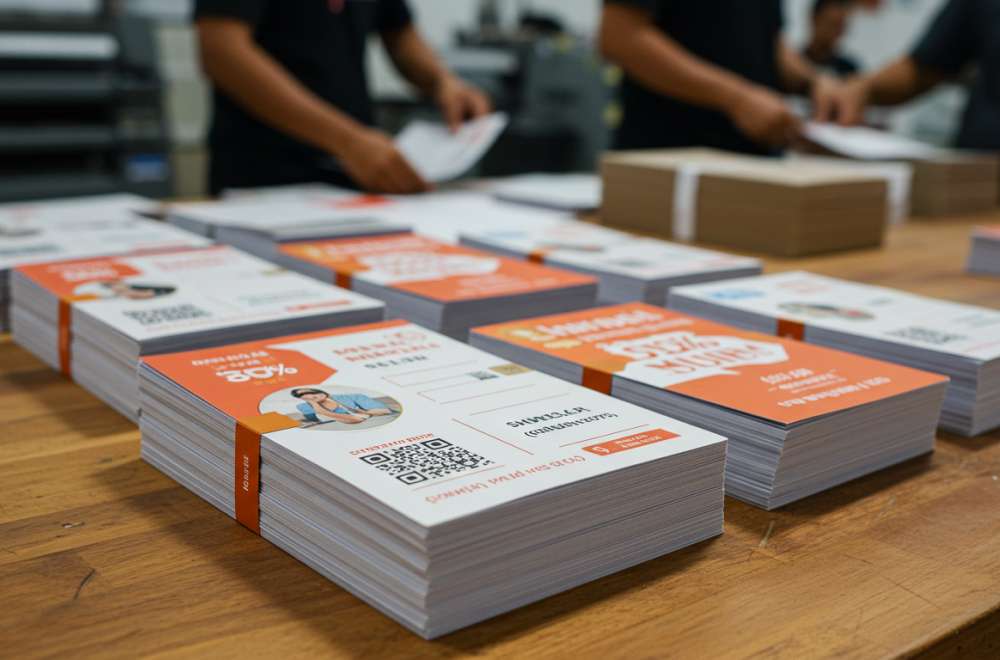 Contoh Direct Mail Promosi Dengan Elemen Personalisasi Seperti Nama Penerima, Diskon Khusus, Dan Qr Code Unik Pada Kartu Pos.