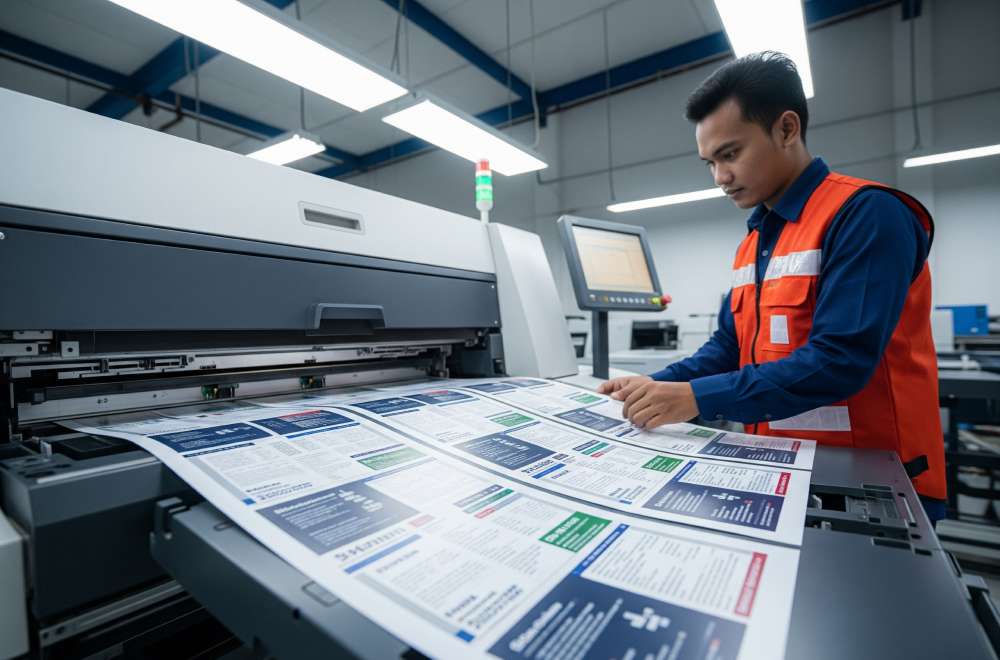 Tampilan Proses Cetak Digital Dengan Desain Berbasis Grid Dan Font Yang Presisi, Menunjukkan Efisiensi Layout Dan Ketepatan Teknis Dalam Produksi Massal.
