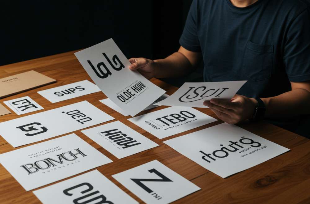 Deretan Desain Logo Brand Menggunakan Berbagai Jenis Font, Dari Serif Elegan Hingga Sans Serif Modern, Menunjukkan Bagaimana Gaya Huruf Memengaruhi Identitas Visual.