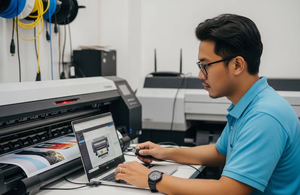 Masalah Koneksi Dan Software Yang Menyebabkan Printer Format Besar Tidak Merespons Perintah Cetak.