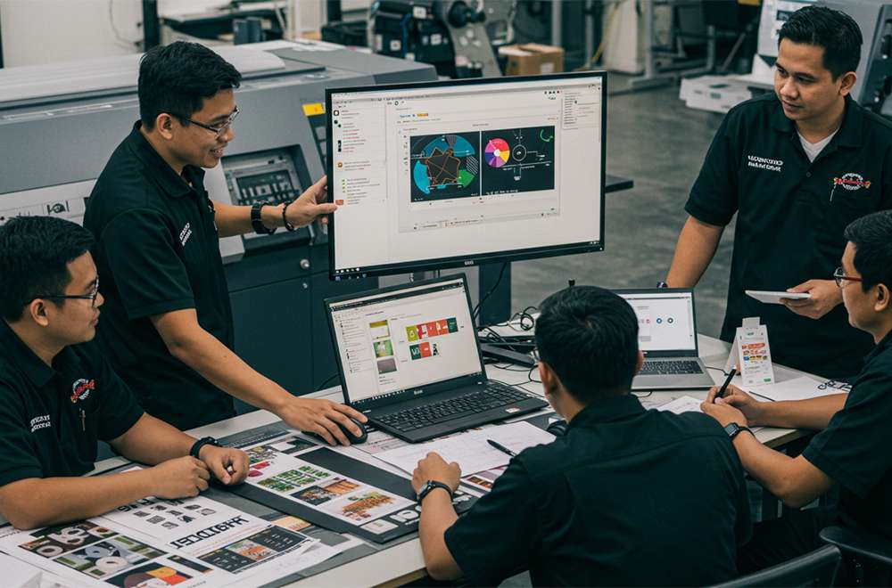 Ilustrasi Hambatan Dalam Implementasi Vdp Seperti Integrasi Data, Desain, Dan Kesalahan Cetak, Disertai Ikon Solusi Seperti Pelatihan Dan Software Andal.