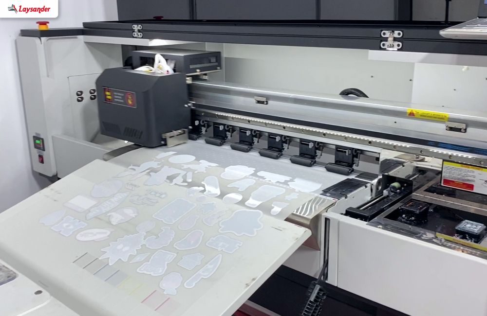 Proses Pencetakan Tinta Putih Dtf Pada Media Film Menggunakan Printer Industri.