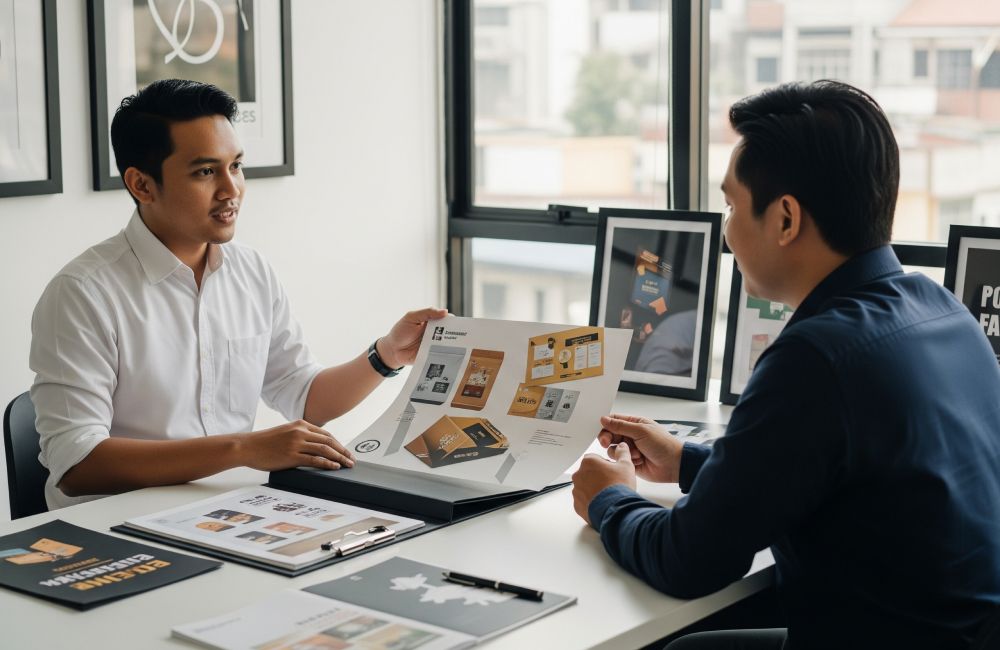 Portofolio Hasil Cetak Dan Testimoni Pelanggan Untuk Membangun Kepercayaan Bisnis Percetakan B2B.