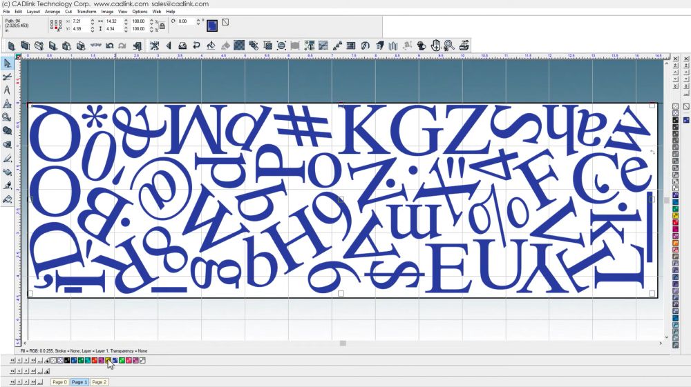 Tampilan Software Rip Yang Menata Huruf Secara Rapat Menggunakan Fitur Nesting Atau Ganging Untuk Efisiensi Cetak Dtf.