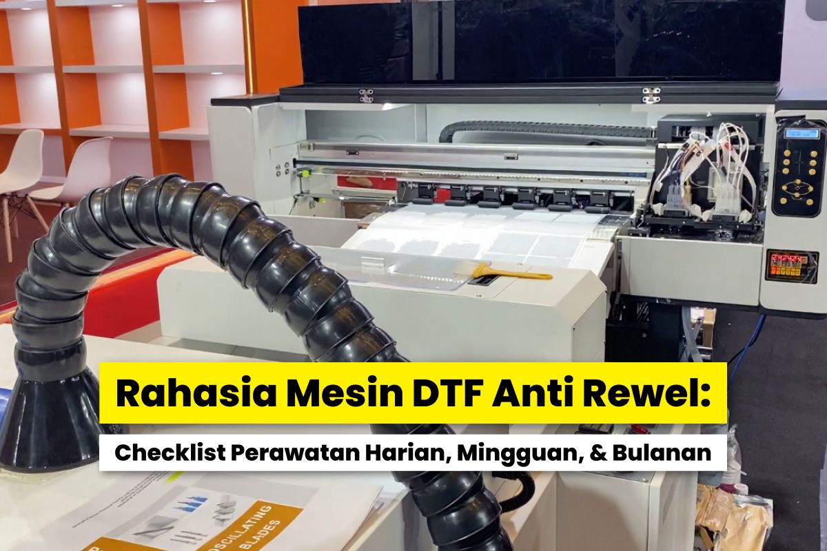 Mesin Dtf Sedang Mencetak Dengan Sistem Tinta Dan Vakum Aktif Di Area Pameran
