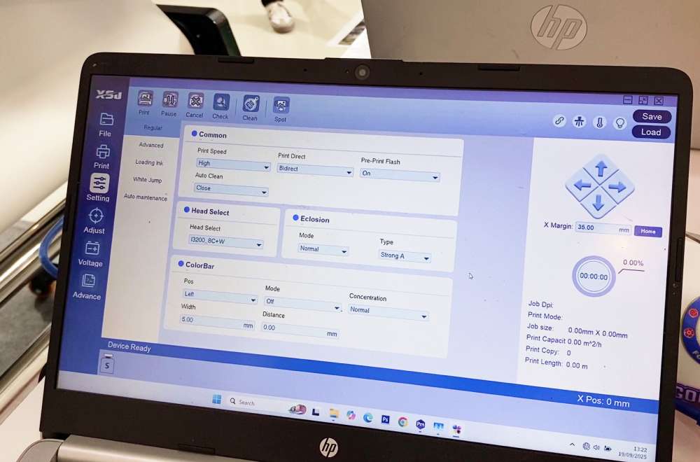 Tampilan Software Rip Di Laptop Untuk Mengatur File Desain Sebelum Dicetak Dengan Mesin Sablon Dtf.